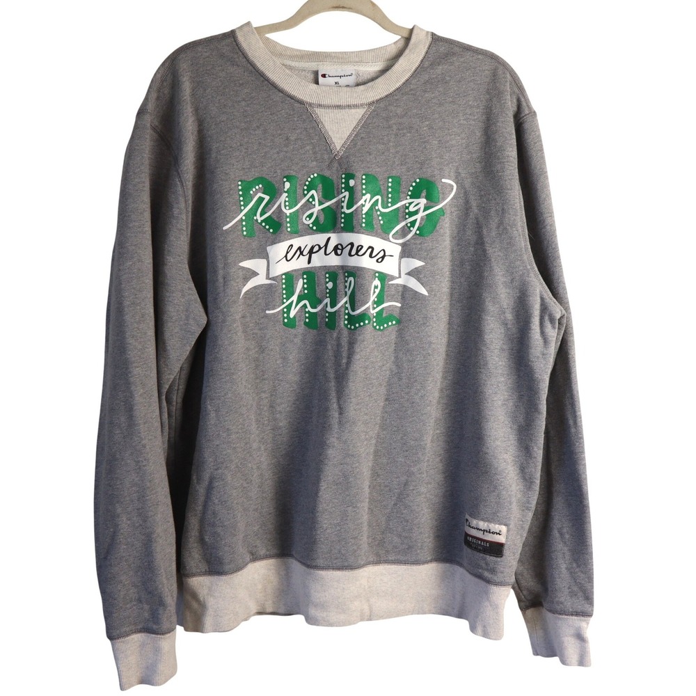 Champion Originals Gray‎ Rising Hill Explorers Crewneck Sweatshirt Unisex XL 90s